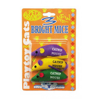 Three Bright Mice Cat Toy With Cat Nip