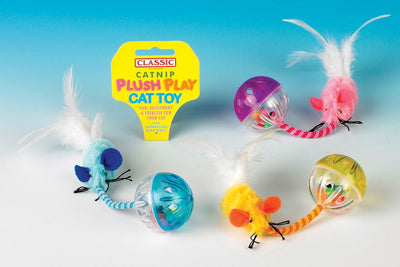 Classic Ball & Feather Cat Toy 130mm