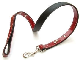 Leather Lead Red Bones 25mm X 100cm