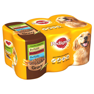 PEDIGREE Adult Wet Dog Food Tins Country Casseroles in Gravy 6 x 400g