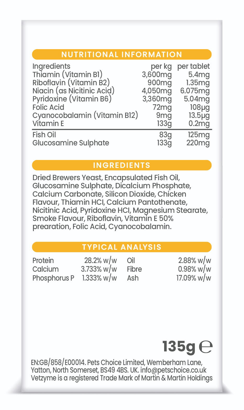 Vetzyme Dog Flexible Joint With Glucosamine 90 Tablets