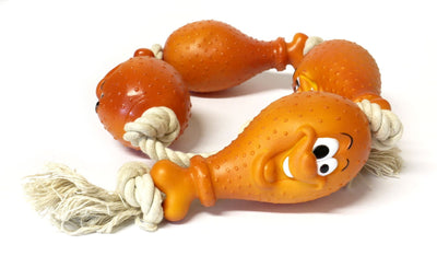 Classic Vinyl Chicken Leg On A Rope Tug Toy 680mm