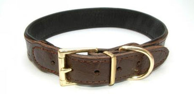 Yacare Leather Collar Brown 25mm X 55cm