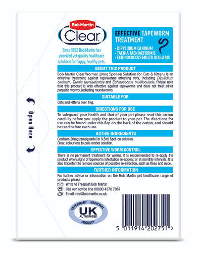 Bob Martin Dewormer Cat & Kitten Spot On 2 Tubes