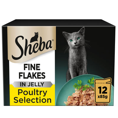SHEBA Fine Flakes Cat Food Pouch Poultry in Jelly 12 x 85g