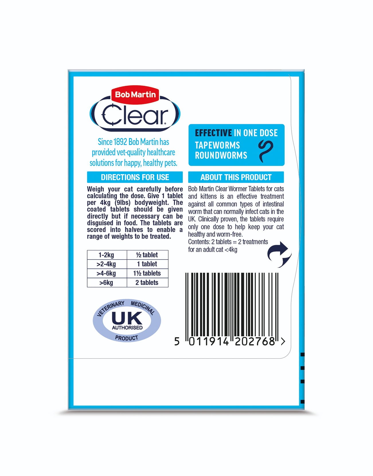 Bob Martin Dewormer Cat & Kitten 2in1 2tablets