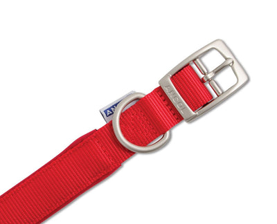 Viva Nylon Padded Buckle Collar Red 19mm X35-43cm Sz 4