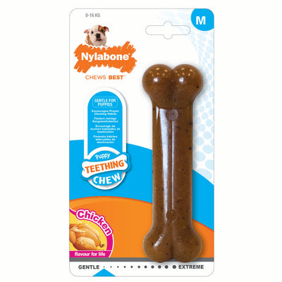 Nylabone Puppy Teething Chew Bone Chicken Medium