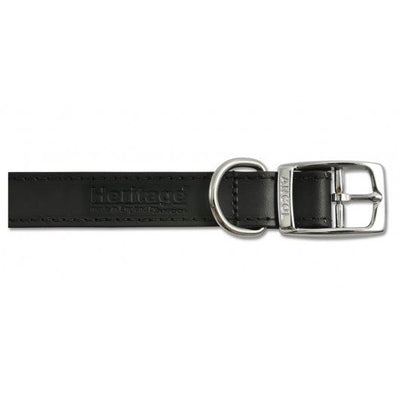 Heritage Leather Collar Black 25mm X45-54cm Sz 6