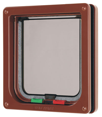 4 Way Locking Cat Flap Brown 16.5x17.4cm