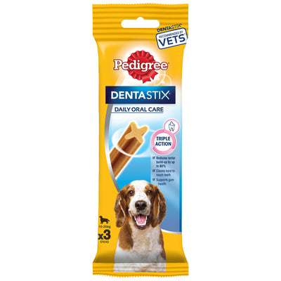 PEDIGREE Dentastix Daily Adult Medium Dog Treats 3 x Dental Sticks 77g