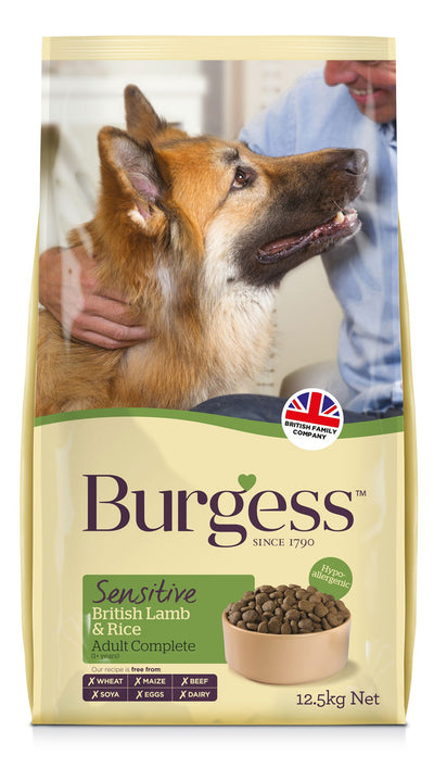 Burgess Sensitive Adult Dog Lamb & Rice 12.5kg