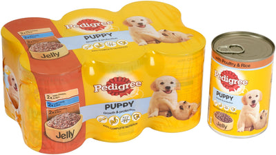PEDIGREE Puppy Wet Dog Food Tins Mixed in Jelly 6 x 400g