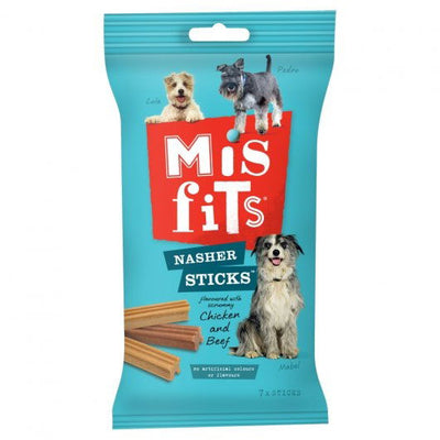 Misfits Nasher Sticks Adult Medium Dog Treats with Chicken and Beef 170g