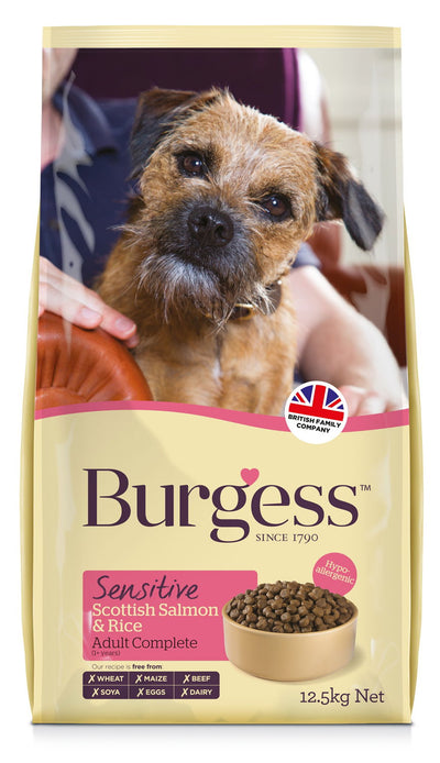 Burgess Sensitive Adult Dog Salmon & Rice 12.5kg