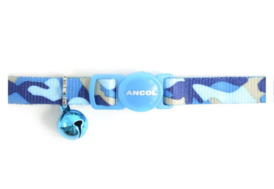 Safety Buckle Cat Collar Camoflage Blue