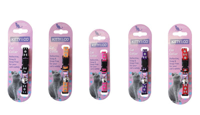 Kitty&Co Safety Buckle Cat Collar Reflective PolkaDot Astd