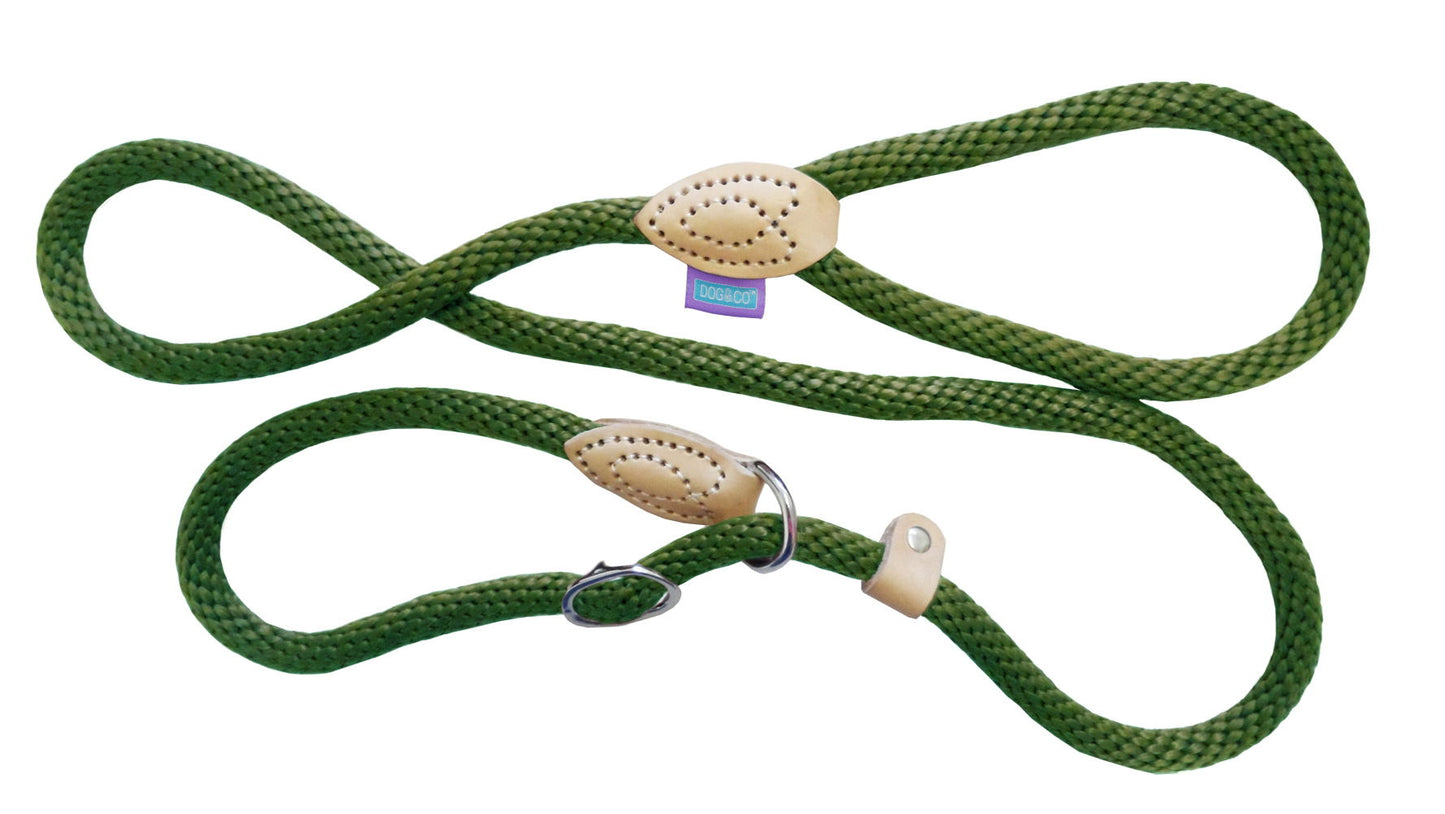 Dog&Co Rope Slip Lead Green/tan 150cm