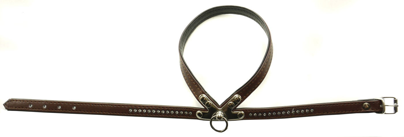 Nobby Double Backed Swarovski Crystal Harness Brown 50cm