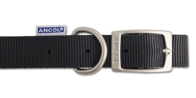 Viva Nylon Buckle Collar Black 19mm X35-43cm Sz 4