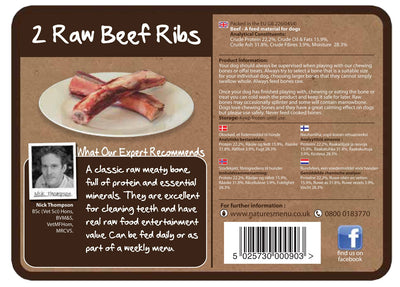 Natures Menu Dog Raw Frozen Chews Beef Ribs 2pces