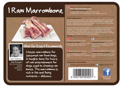 Natures Menu Dog Raw Frozen Chews Marrowbone 1pce