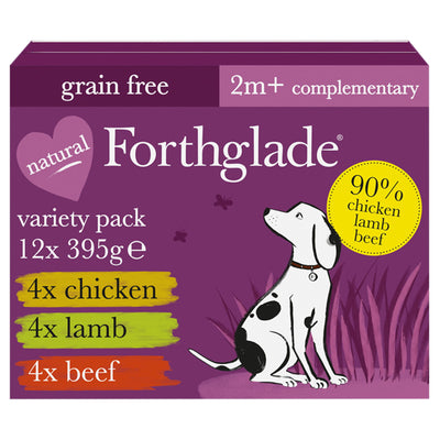 Forthglade Adt GF Multicase Just 90% Chk Lmb & Bf 12x395g