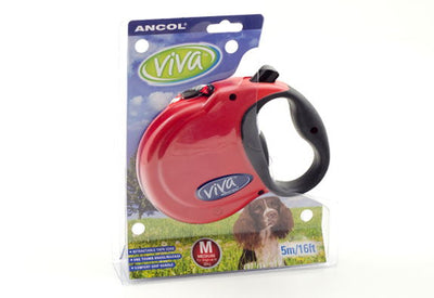 Viva Retractable Lead Tape Red Medium 30kg-5m