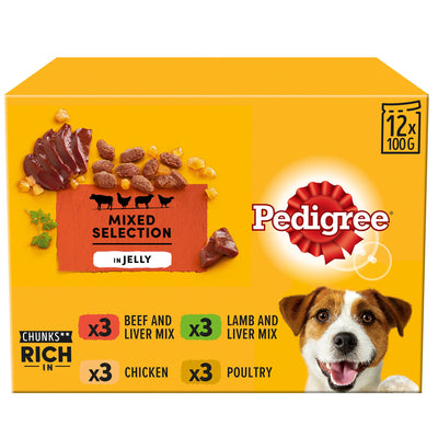 PEDIGREE Adult Wet Dog Food Pouch Mixed in Jelly 12 x 100g