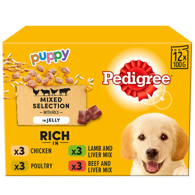 PEDIGREE Puppy Wet Dog Food Pouch Mixed in Jelly 12 x 100g