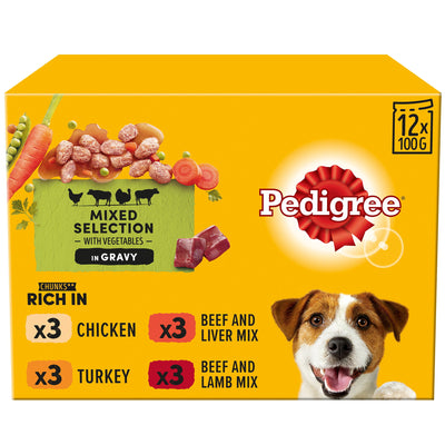 PEDIGREE Adult Wet Dog Food Pouch Mixed in Gravy 12 x 100g