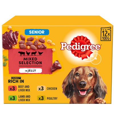 PEDIGREE Senior Wet Dog Food Pouch in Jelly 12x100g