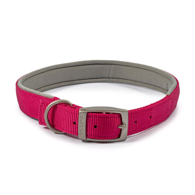 Viva Nylon Padded Buckle Collar Pink 25mm X55-63cm Sz 8
