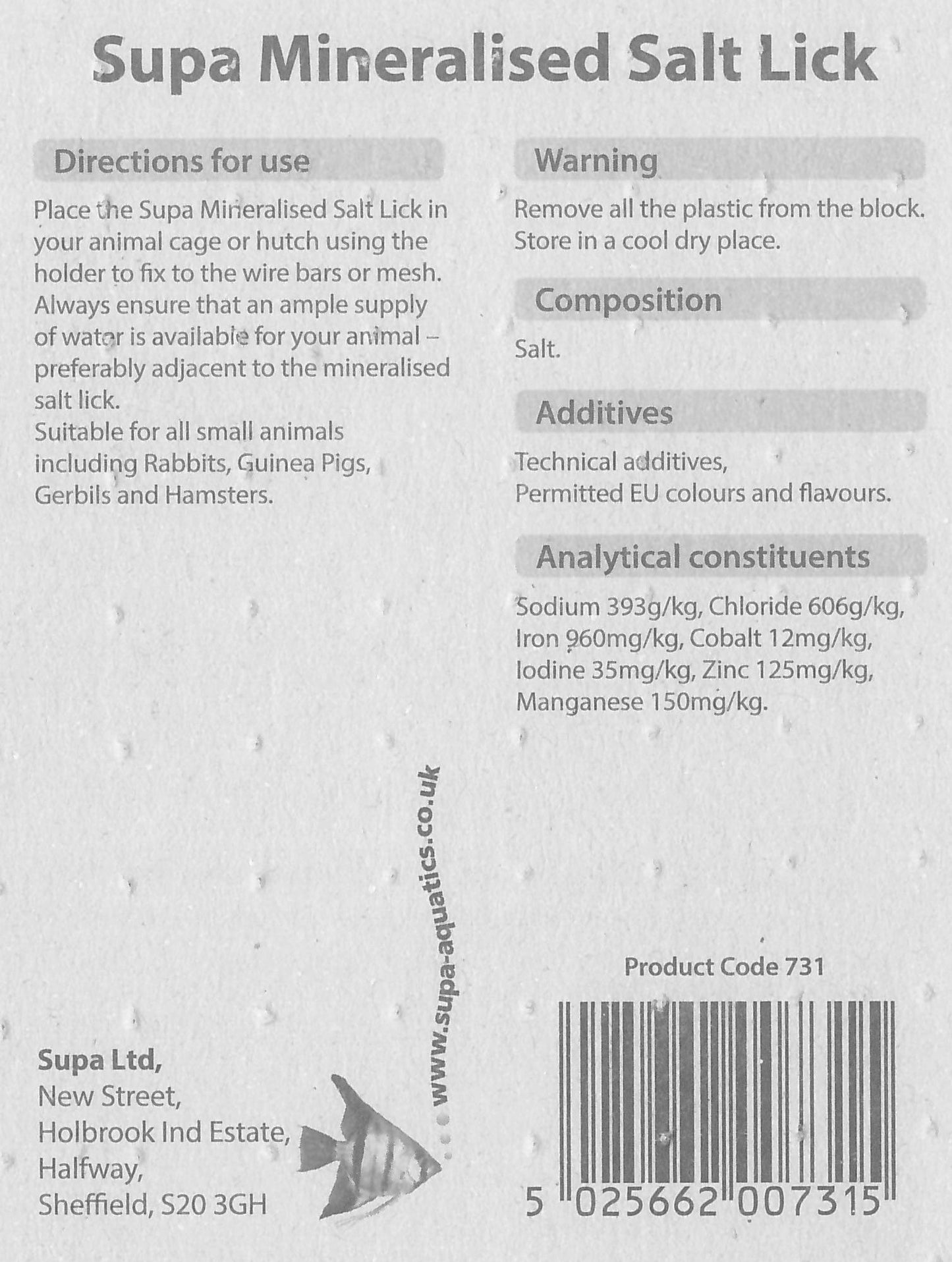 Supa Small Animal Mineralised Salt Lick