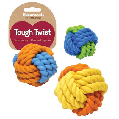 Tough Twist Rubber & Rope Ball 9cm