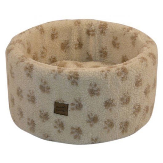 Paw Print Cream Cat Cosy Bed Medium 50cm