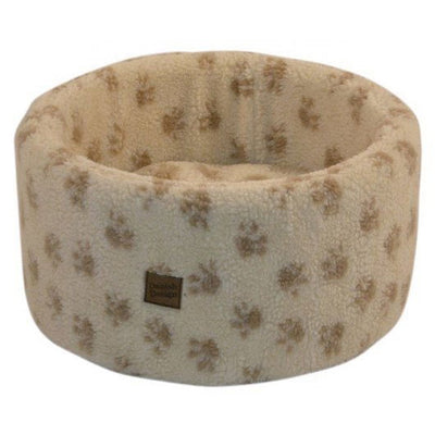 Paw Print Cream Cat Cosy Bed Medium 50cm