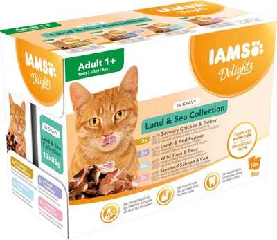 Iams Delights Cat Pouch Land Sea In Gravy 12x85g