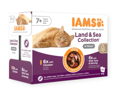 Iams Delights Cat Pouch Senior In Gravy 12x85g