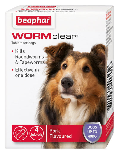 Beaphar Wormclear Dog Uptp 40kg 4 Tablets