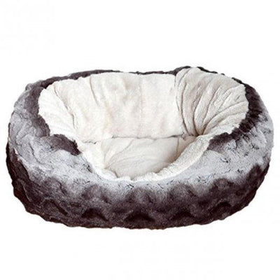 40 Winks Snuggle Bed Oval Plush Grey & Cream 25"