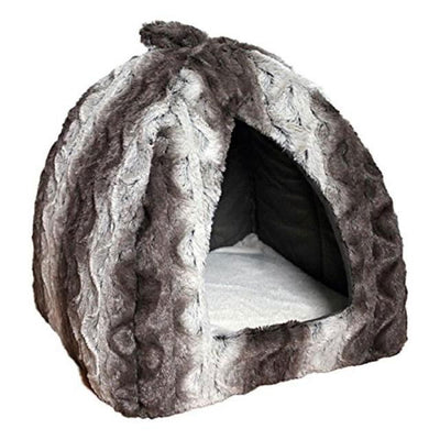 40 Winks Pyramid Snuggle Bed Plush Grey & Cream 15"