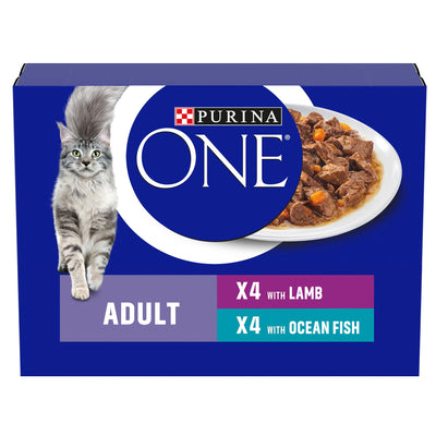 Purina One Adt Mini Fillets In Gravy Ocean Fish&Lamb 8x85g