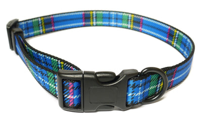 Fashion Nylon Adjustable Collar Tartan Blue 20-30cm