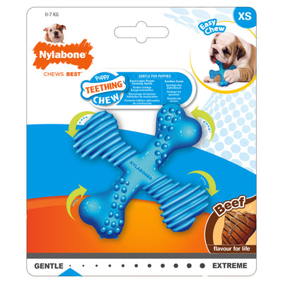 Nylabone Puppy Teething Chew Textured Crossbone Beef XSml