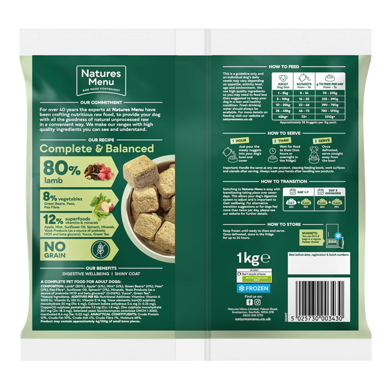 Natures Menu 80/20 Complete and Balanced Lamb 1kg