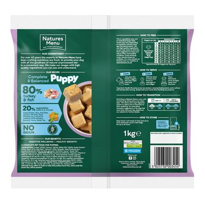 Natures Menu Puppy 80/20 Complete and Balanced Turkey & Fish 1kg