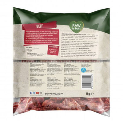 Natures Menu Dog Raw Frozen Meat Chunks Beef 1kg