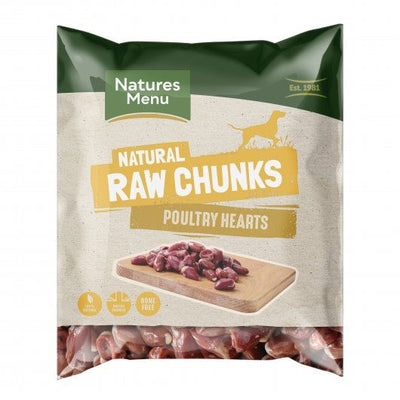 Natures Menu Dog Raw Frozen Meat Chunks Poultry Hearts 1kg