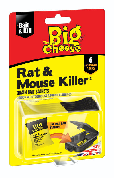 The Big Cheese Rat & Mouse Killer Grain Bait Sachets 6x25g